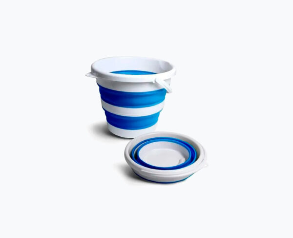Balde retrátil Nobre 10L branco e azul