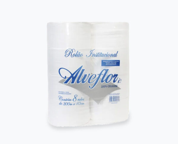 Papel higiênico rolão Alveflor extra luxo 8 unidades 240m folha dupla