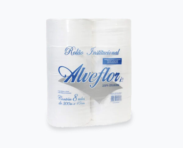 Papel higiênico rolão extra luxo Alveflor 8 unidades 300m