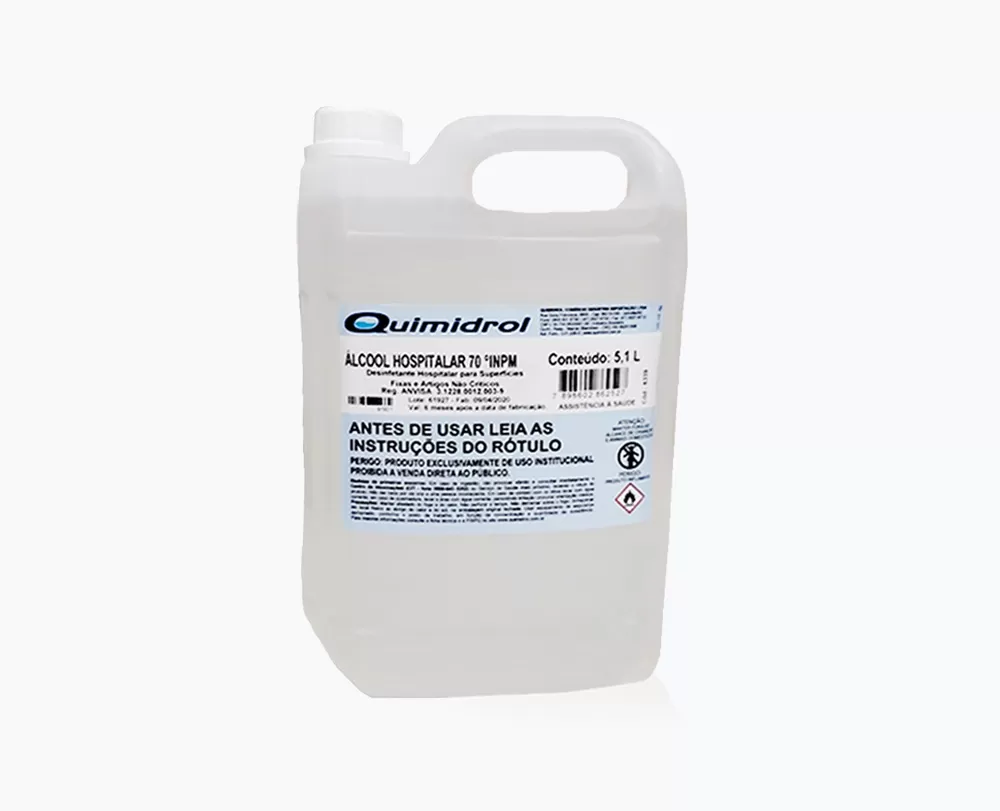 Álcool etílico 70% líquido GL 5,1L hospitalar