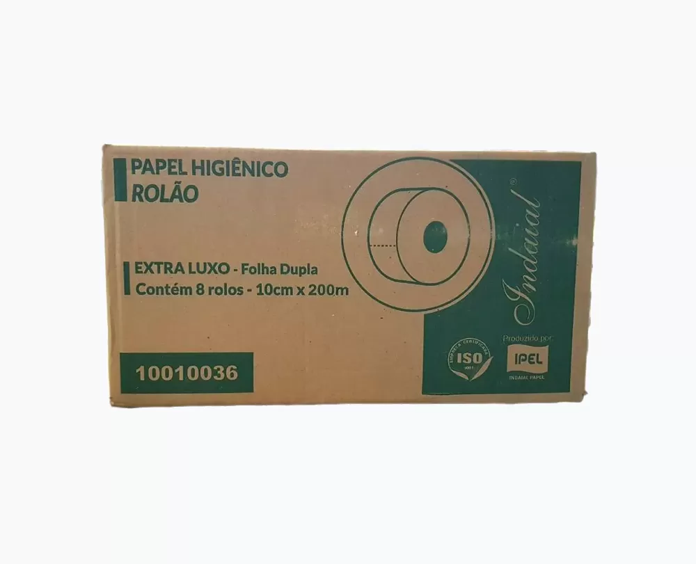 Papel higiênico rolão Ipel 8 unidades de 200m celulose virgem folha dupla