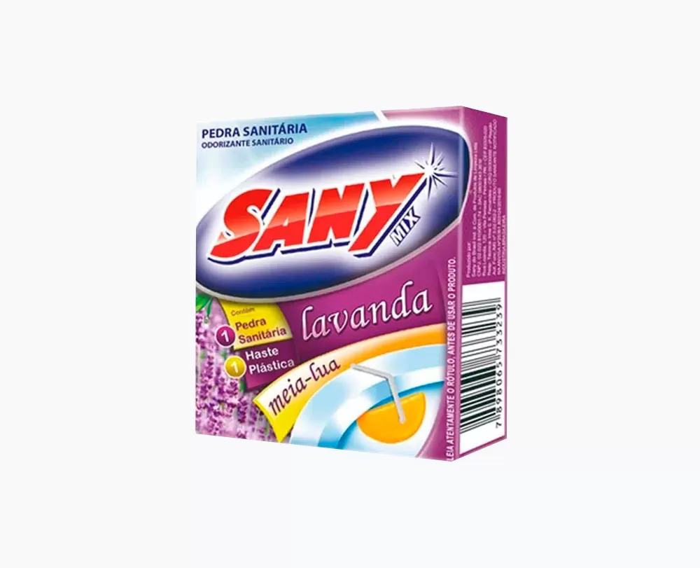 Pedra sanitária Sanymix meia lua lavanda com xilinque 96 unidades